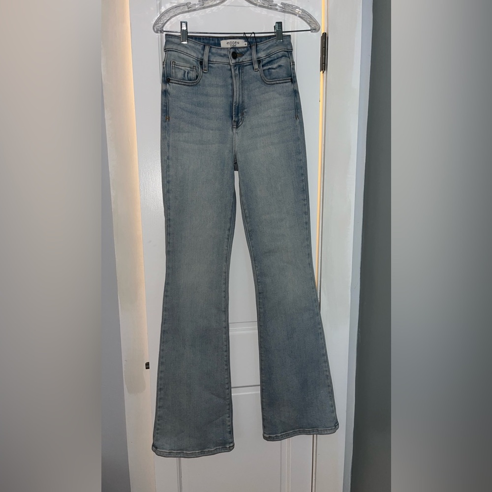 Blue Flare Wide Leg Jeans with Vintage Style